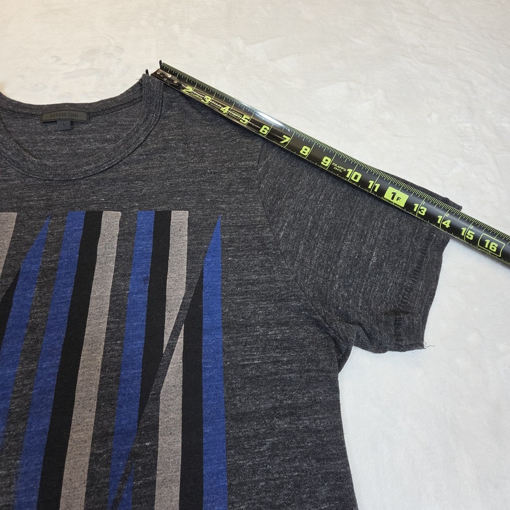RICHARD CHAI Mens Large‎ Melange Gray Screen Print T-Shirt Art To Wear Ombre - Picture 9 of 9